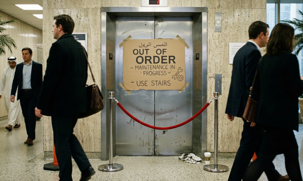 elevator under maintenance signage